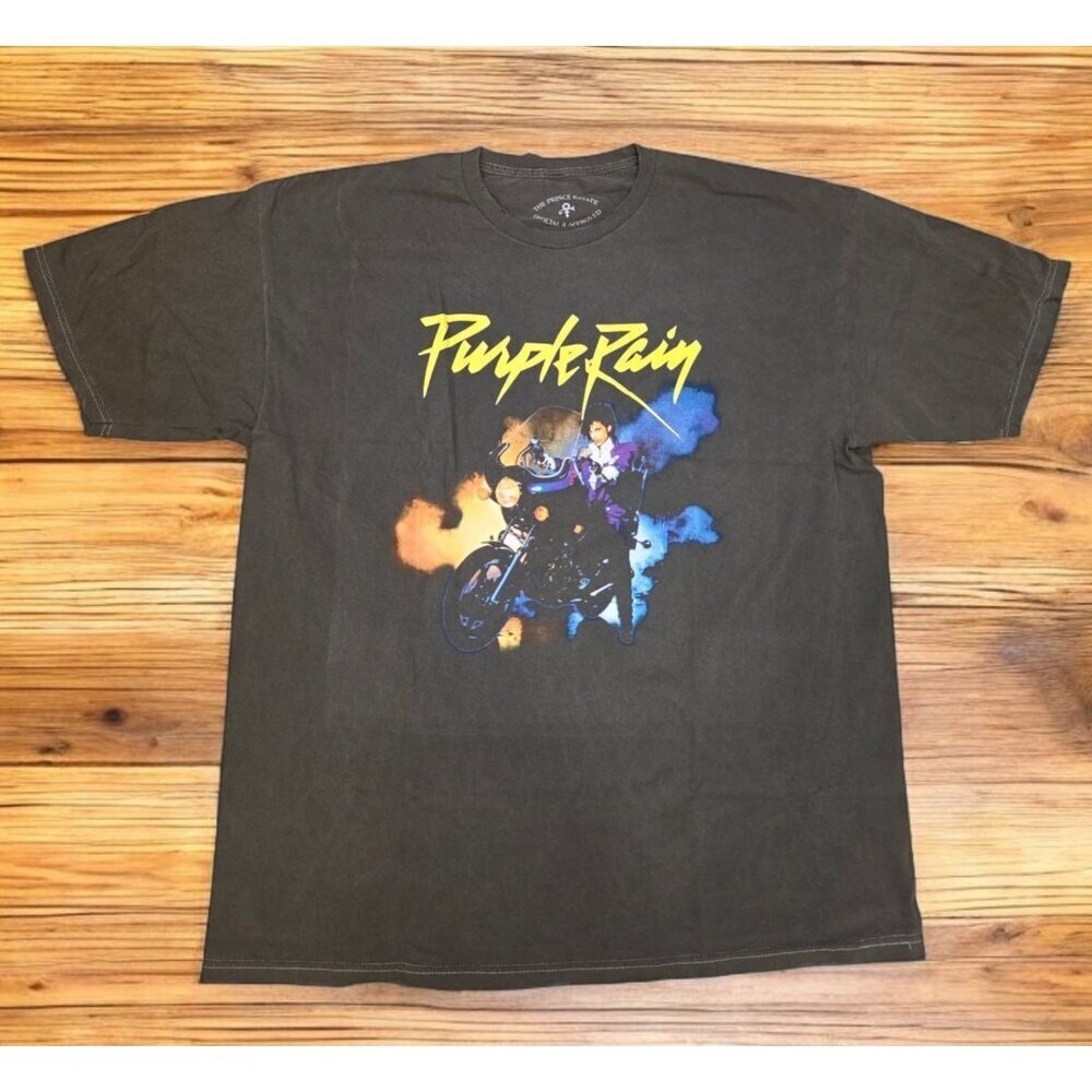 Purple Rain T-shirt Mens Size L‎ Black Offically Licensed Prince Estate NWT